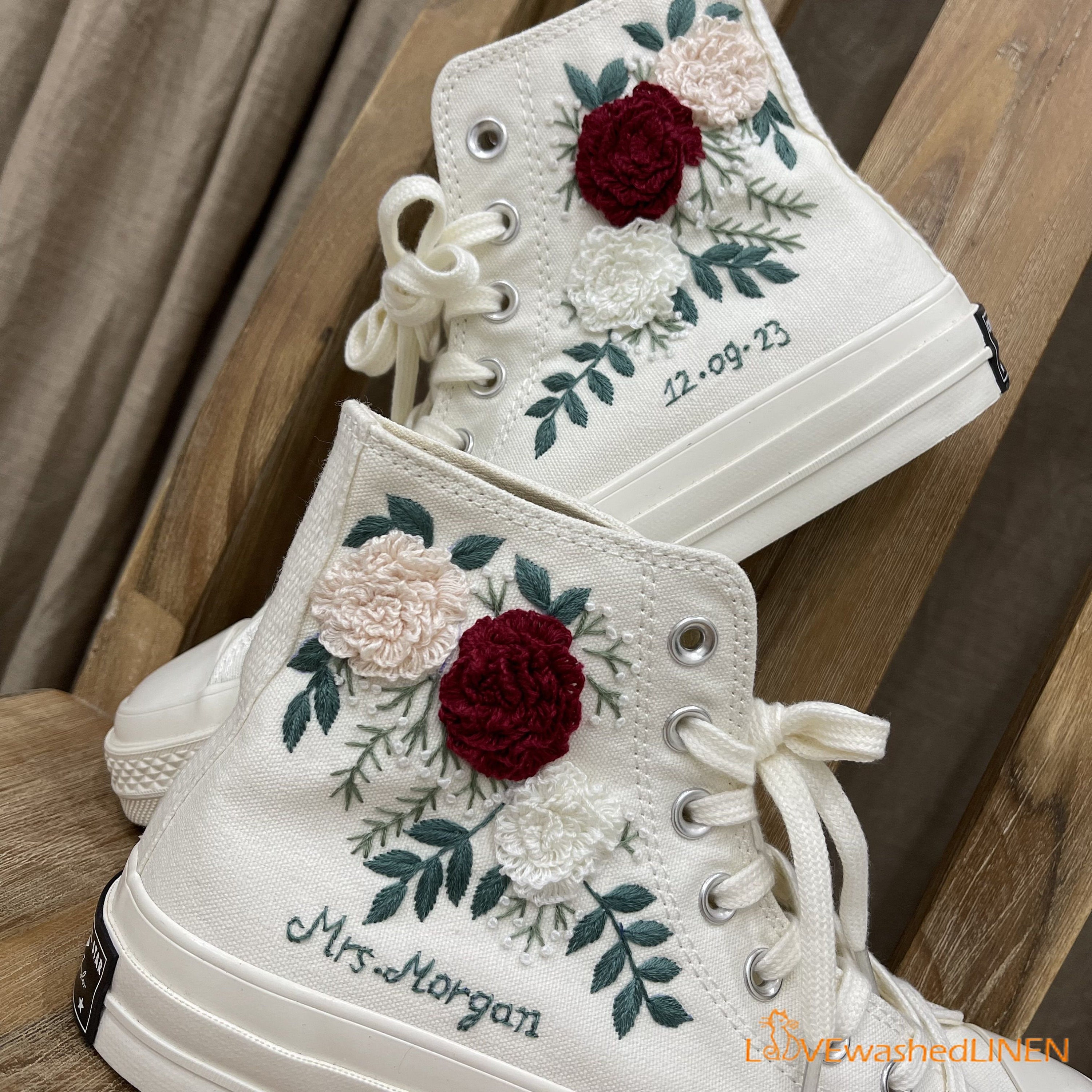 Red rose deals embroidered vans