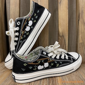 Embroidered Converse Low Tops: Custom Lambs Sneakers