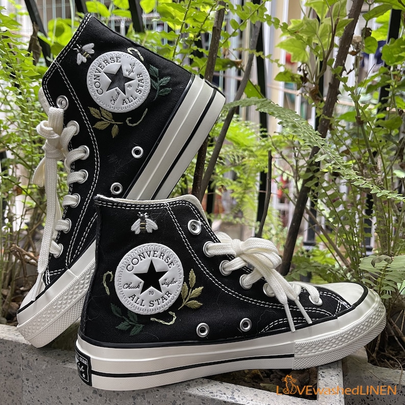 Custom Embroidered Converse: Bugs & Floral Design image 3
