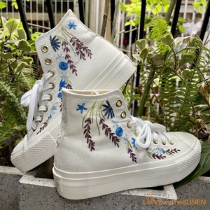 Hochzeit Blume gestickt Wildleder Turnschuhe