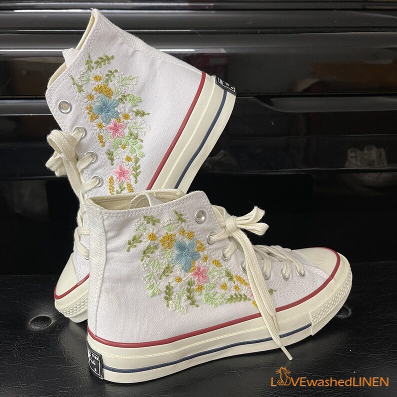 Custom Embroidered Converse Chuck Taylor Sneakers: Wedding Wildflowers ...