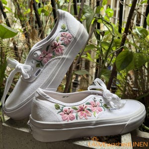 Hand Embroidered Floral Vans Sneakers: Custom Wedding Shoes