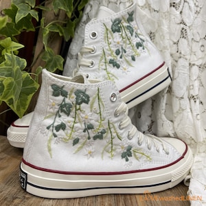 Embroidered Lily of the Valley Converse: Custom Bridal Sneakers