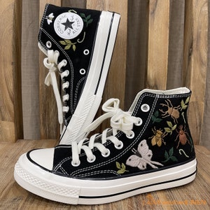 Custom Embroidered Converse: Bugs & Floral Design image 7