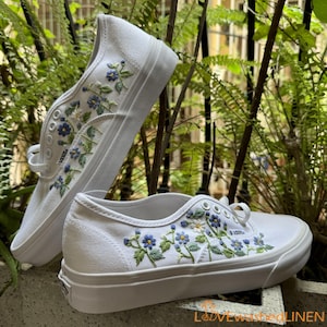 Custom Embroidered Floral Bridal Vans: Personalized Wedding Sneakers