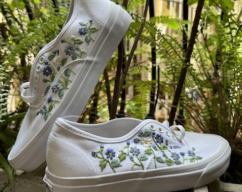 Custom Embroidered Floral Bridal Vans: Personalized Wedding Sneakers