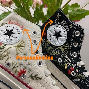 Custom Embroidered Converse High Tops Chuck Taylor 1970s/ Embroidered Snake Converse/ Custom Converse Chuck Taylor Embroidered Snake image 8