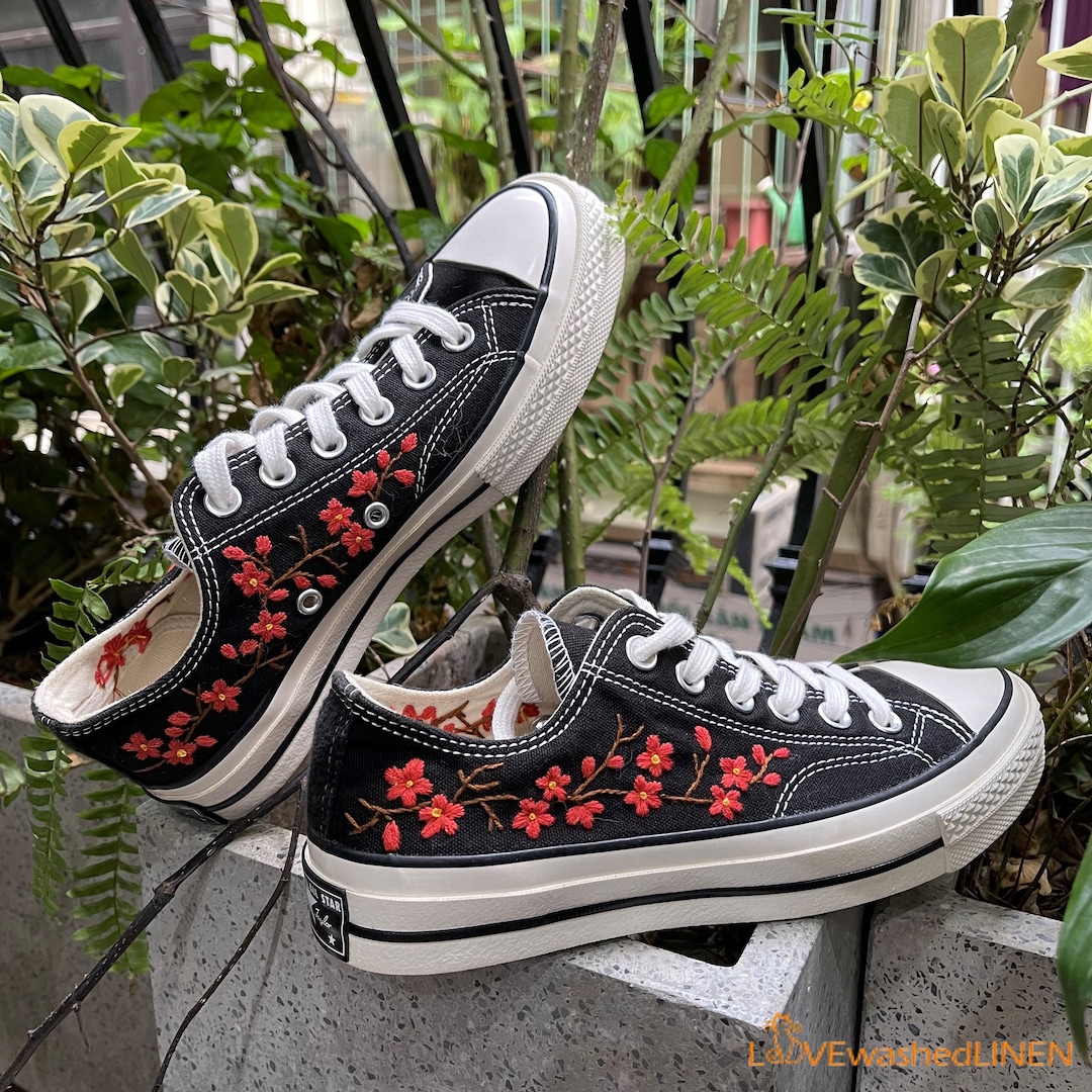 Buy Embroidered Converse: Custom Cherry Blossom Chuck Taylor Low Tops  Online in India