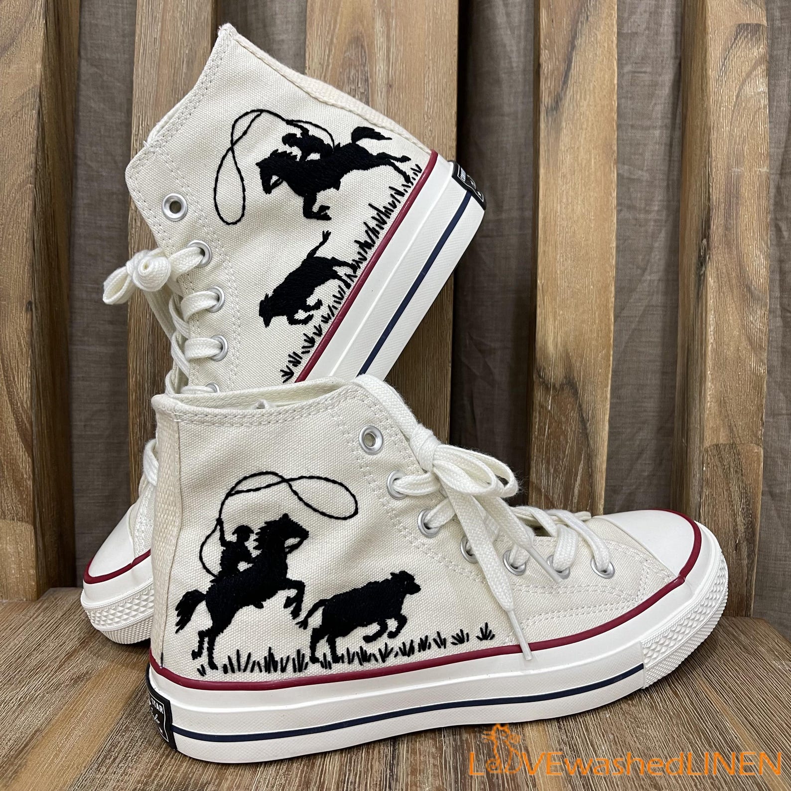Custom Converse Cowboy Embroidered Sneakers – Western Rodeo High Tops ...