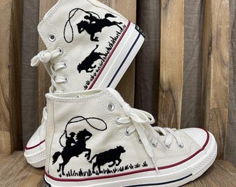 Custom Converse Cowboy Embroidered Sneakers – Western Rodeo High