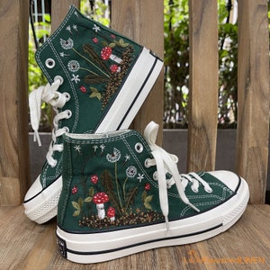 Custom Embroidered Converse Taylor 70s/ Mushrooms Embroidered Shoes/ Mushrooms Embroidered Shoes Custom/ Personalized Bride