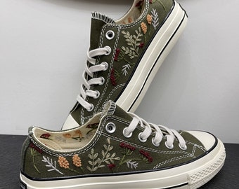 Embroidered Converse: Custom Floral Chuck Taylor Low Tops