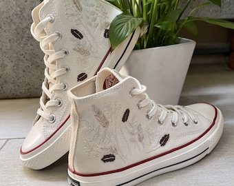 Custom Embroidered Wedding Converse: Floral Bridal Sneakers