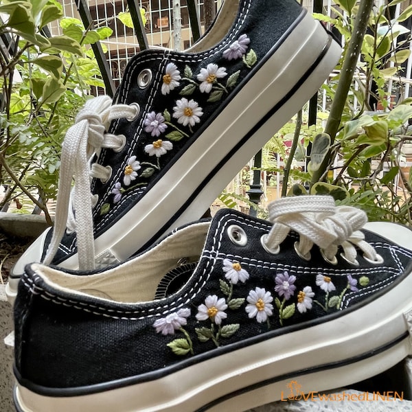 Embroidered Converse Low Tops: Custom Floral Chuck Taylor Shoes