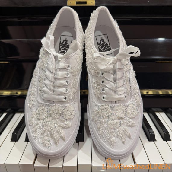 Embroidered Bridal Vans: Beaded Floral Wedding Sneakers
