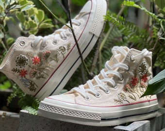 Custom Embroidered Converse Chuck Taylor: Dandelion Floral Shoes