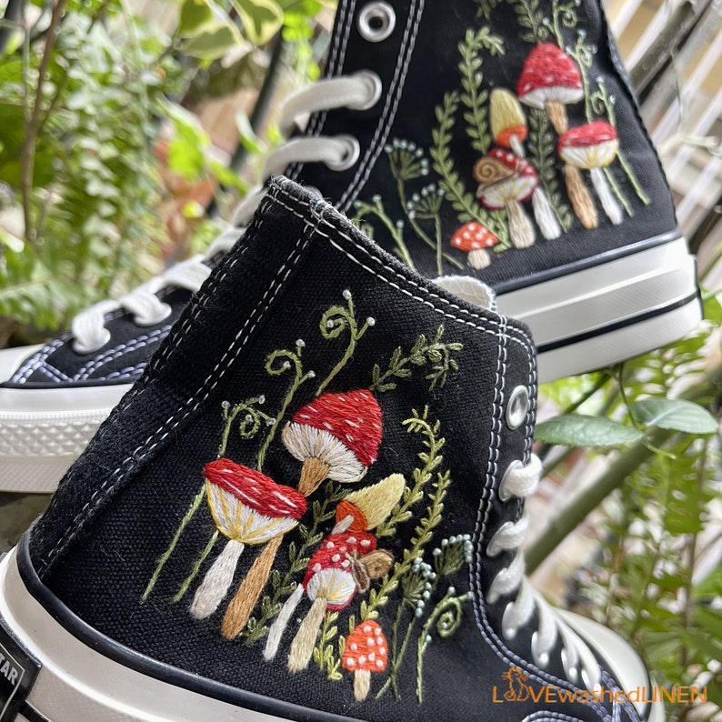Custom Converse Chuck Taylor Mushrooms Embroidered Converse Etsy Canada