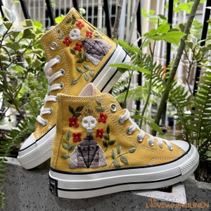 Custom Embroidered Converse Chuck Taylor Shoes: Memento Mori Art
