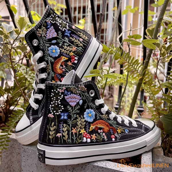 Embroidered Chuck Taylor 70s Sneakers: Custom Floral Garden Shoes