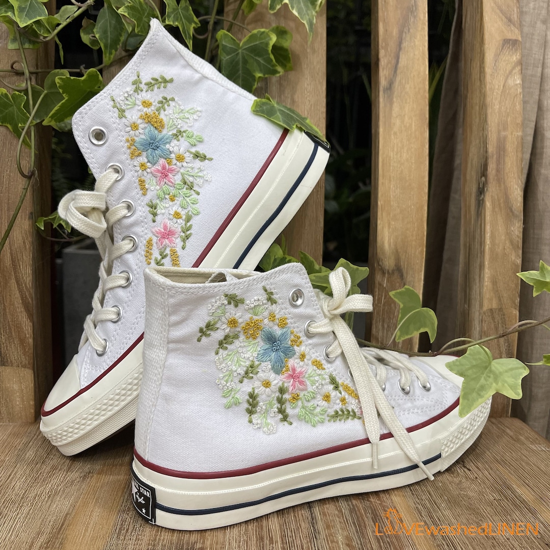 Custom Embroidered Converse Chuck Taylor Sneakers: Wedding Wildflowers ...
