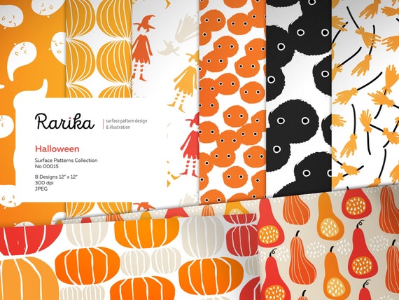 Halloween Digital Paper Autumn Pumpkin Scrapbook Paper Etsy