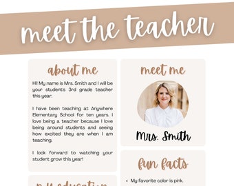 Meet the Teacher Editable Template, Back to School Welcome Letter, First Day of School Teacher Note, Teacher School First Day Template