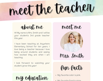 Meet the Teacher Editable Template, Back to School Welcome Letter, First Day of School Teacher Note, Teacher School First Day Template