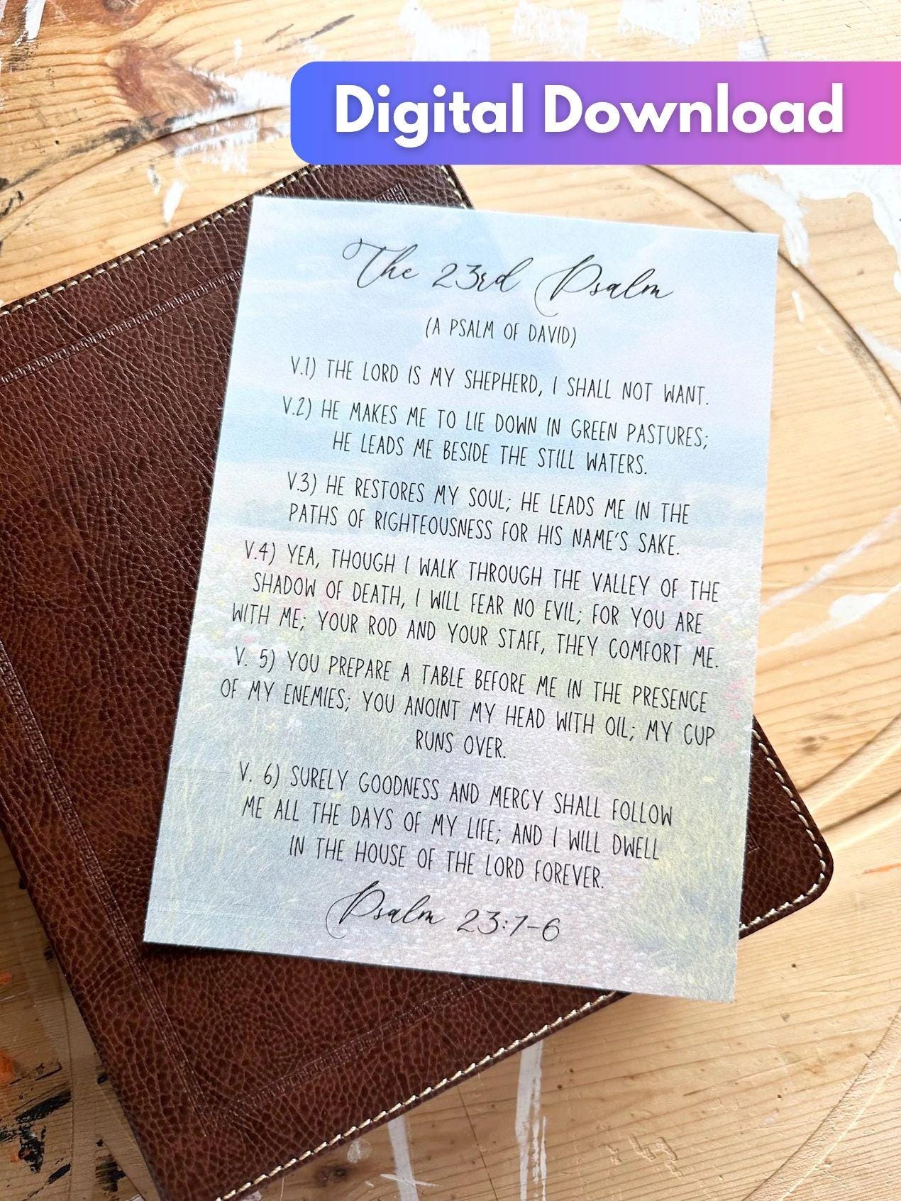 Psalm 23 Loaded Bible Printout | Bible Psalm 23 | PDF Print | Tip in ...