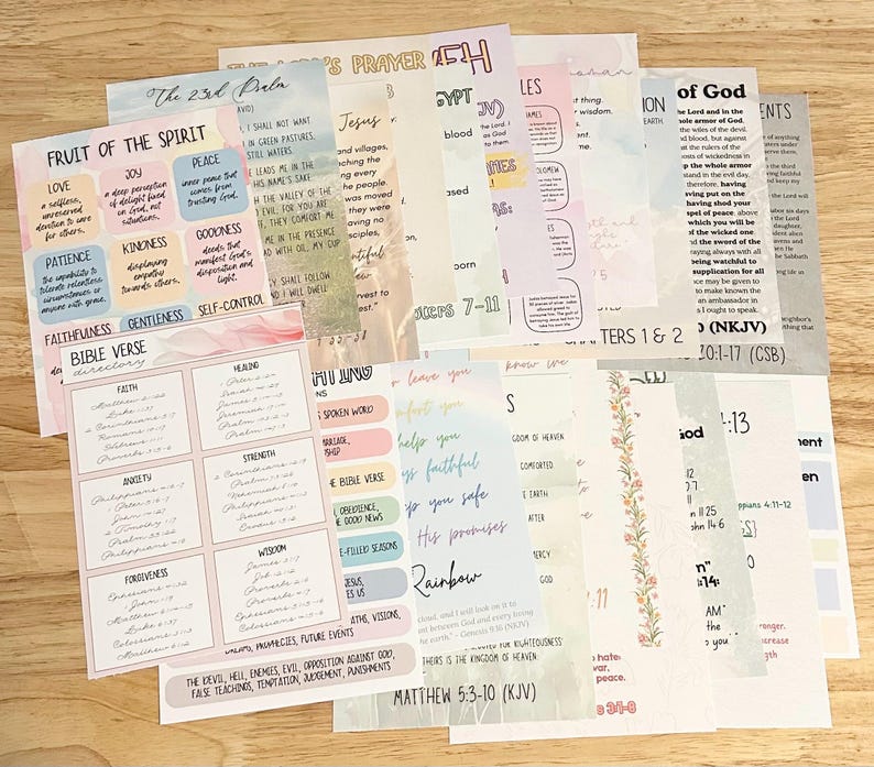 Bible Bundle, Bible Bundle of Tip Ins, Bible Tip In, Bible Inserts, Bible Study Guides, Bible Study Resource, Set of (21) Bible Tip Ins image 2