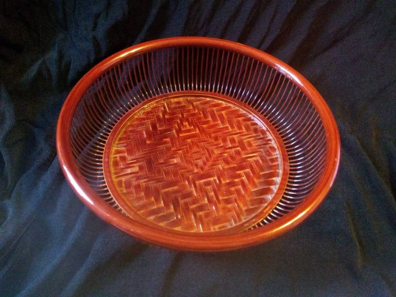Asian dark orange laquer bowlbasket
