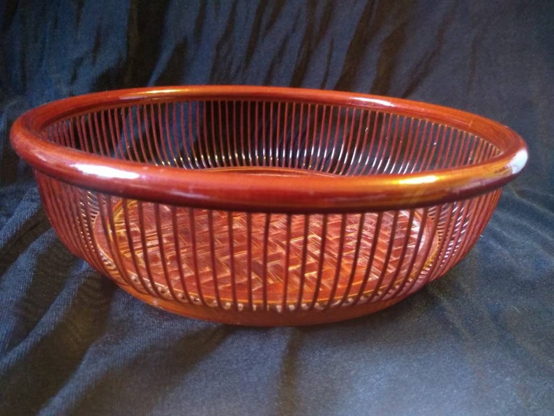 Asian dark orange laquer bowlbasket