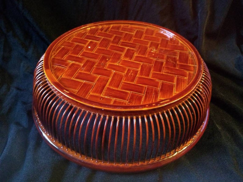 Asian dark orange laquer bowlbasket