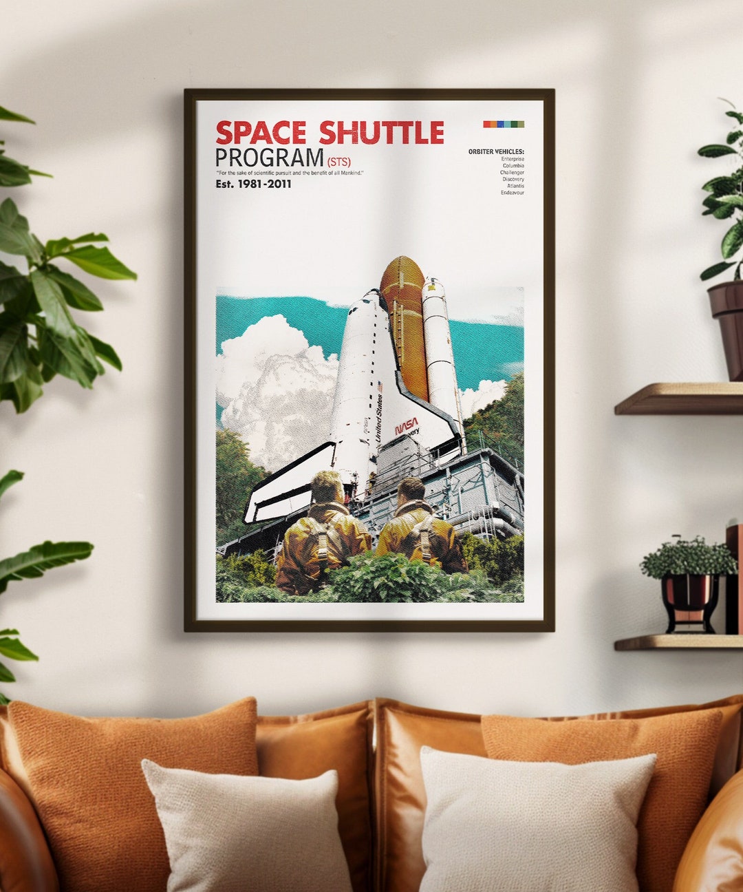 Retro NASA Inspired Space Shuttle Poster: Vintage STS Collage Wall Art ...