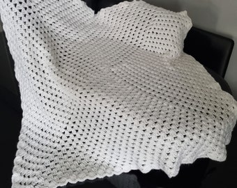Crochet Baby blanket, Handmade Baby crochet blanket, White