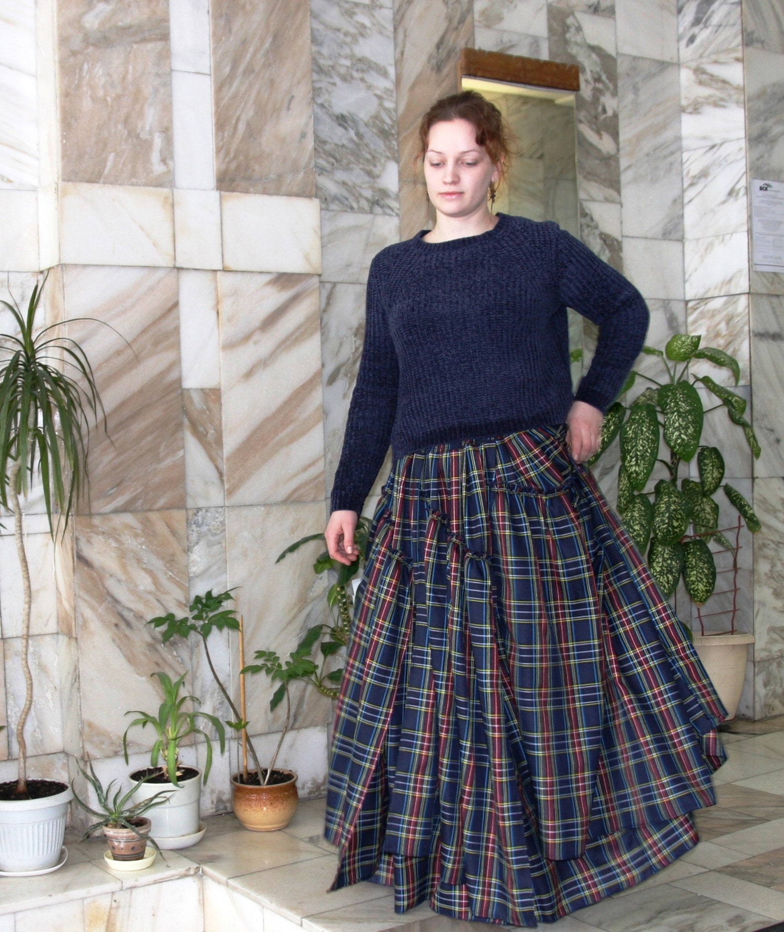 Dark blue plaid skirt Tartan skirt Long skirt Maxi skirt | Etsy