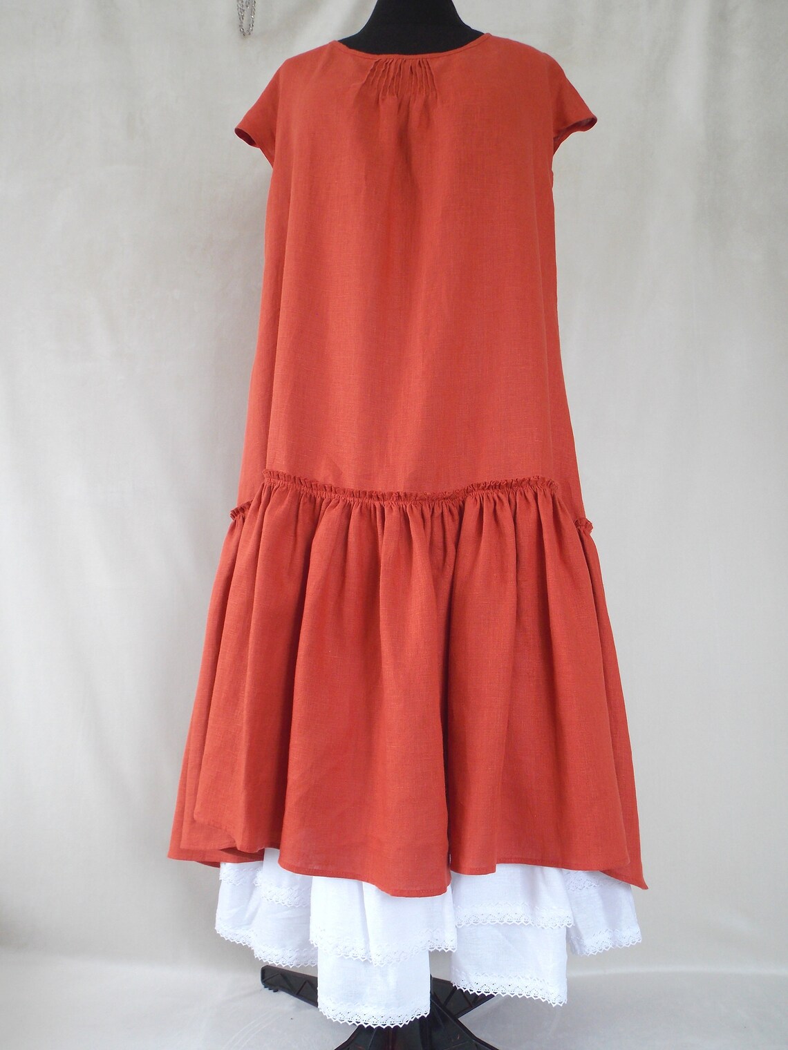 burnt orange linen dress