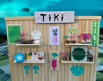 Tiki Bar Wall- Handmade Bamboo Tiki Decor- Hawaiian Luau Party Decor- Housewarming Gift- Tropical Summer Decor