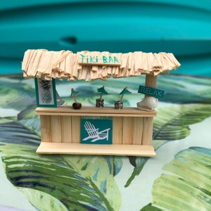 Bamboo Tiny Tiki Bar Craft Kit 2 inches tall Decorate both sides Miniature Scene Awesome Cake Topper or Gift Hawaiian Luau Party Decor image 1