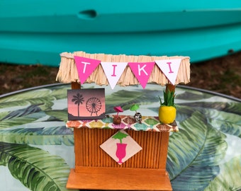 Mini Tiki Bar #3- Tiki Ferris- Handmade 4 in. Tiki Bar Scene- Miniature Tiki Decor- Hawaiian Luau Party Decor- Fun Cake Topper