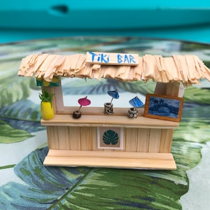 Bamboo Tiny Tiki Bar Craft Kit 2 inches tall Decorate both sides Miniature Scene Awesome Cake Topper or Gift Hawaiian Luau Party Decor image 5