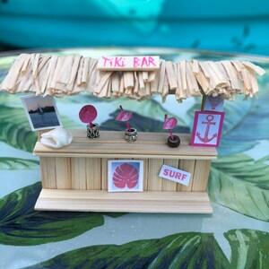 Bamboo Tiny Tiki Bar Craft Kit 2 inches tall Decorate both sides Miniature Scene Awesome Cake Topper or Gift Hawaiian Luau Party Decor image 3