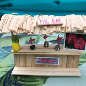 Bamboo Tiny Tiki Bar Craft Kit 2 inches tall Decorate both sides Miniature Scene Awesome Cake Topper or Gift Hawaiian Luau Party Decor image 4