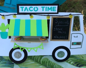 Taco Truck Craft Kit- Handmade- Party Decor- Personalized Unique Gift- Taco Party- Cake Topper