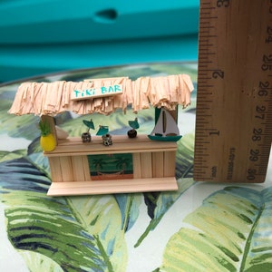 Bamboo Tiny Tiki Bar Craft Kit 2 inches tall Decorate both sides Miniature Scene Awesome Cake Topper or Gift Hawaiian Luau Party Decor image 2