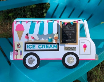 Ice Cream Truck Craft Kit-Stand Up Party Decor- Personalized Unique Gift- Handmade Kit