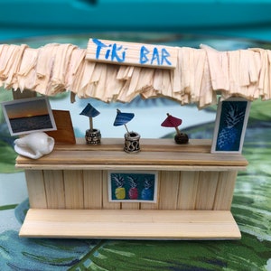 Bamboo Tiny Tiki Bar Craft Kit 2 inches tall Decorate both sides Miniature Scene Awesome Cake Topper or Gift Hawaiian Luau Party Decor image 6