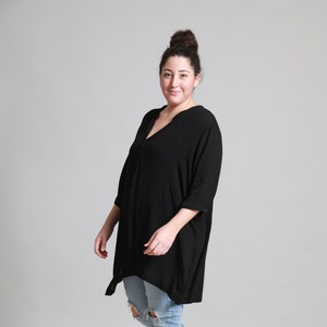 Black Tunic Shirt , Mini Crinkle Dress, Versatile Clothe, Oversize Tunic Shirt