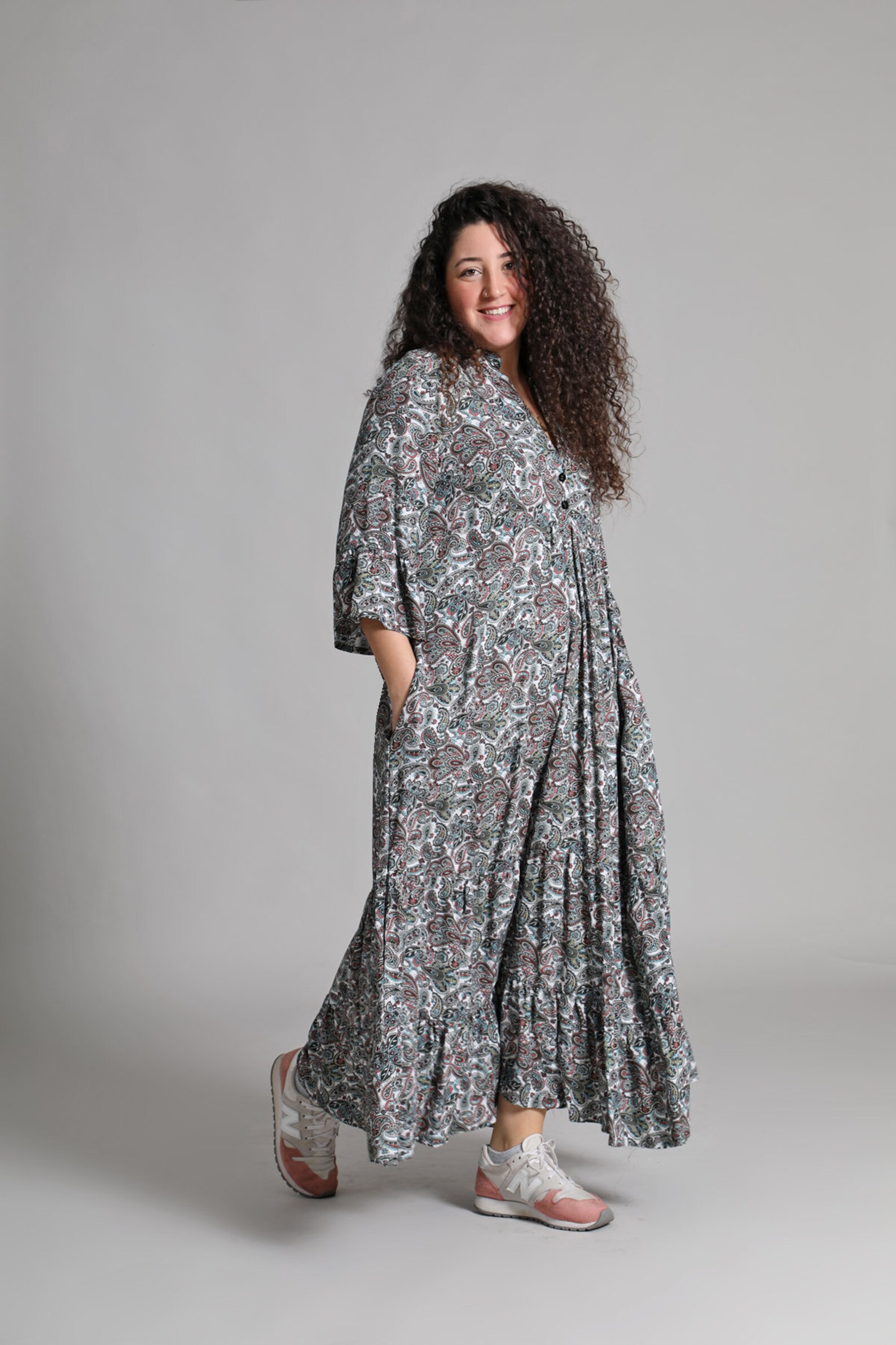 Paisley Print Maxi Dress Maxi Dress with Pockets Plus - Etsy