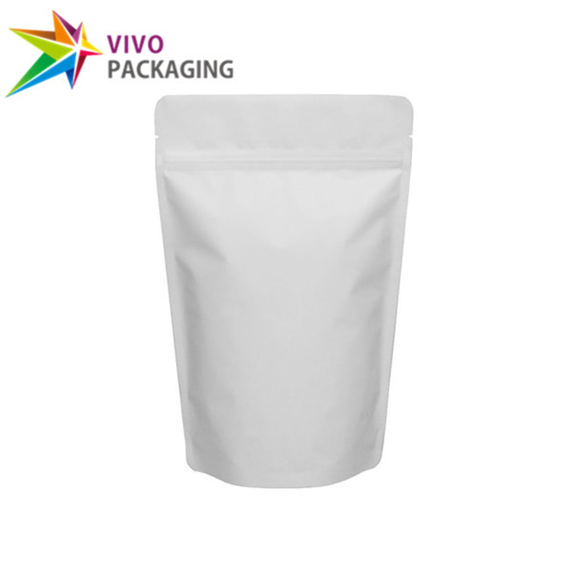 Matte White Stand up Doy Pouch Bag With Ziplock, Foil Lined. Food Grade