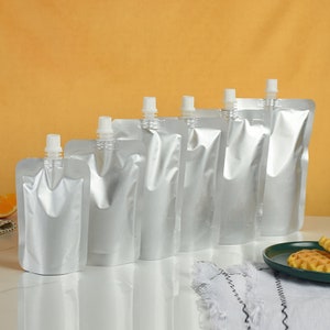 10Pcs 100-500ml Plastic Stand-up Drink Bags Spout Pouches For Liquid Juice  Milk